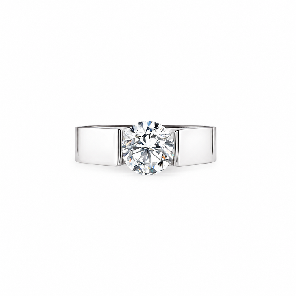RG093MW-2ct B.Tiff 2 ct Moissanite Round Solitaire Engagement Ring