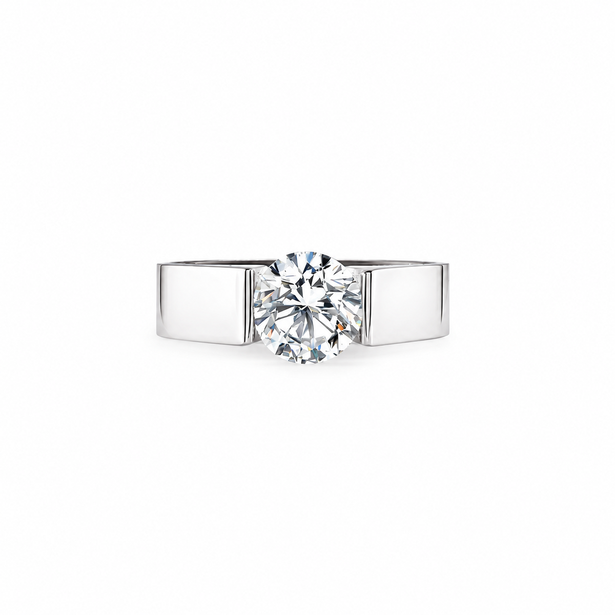 RG093MW-2ct B.Tiff 2 ct Moissanite Round Solitaire Engagement Ring