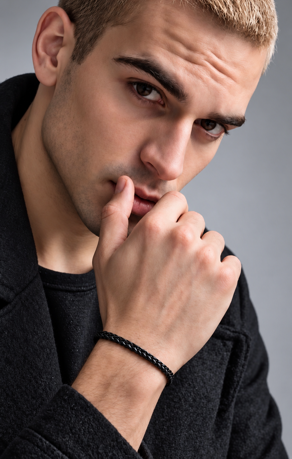 BG140B B.Tiff Black Franco Link Bracelet