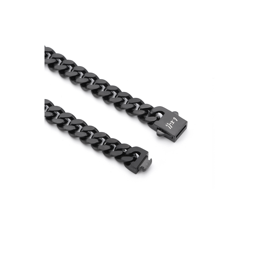 BG138B B.Tiff 8mm Black Flat Cuban Link Bracelet