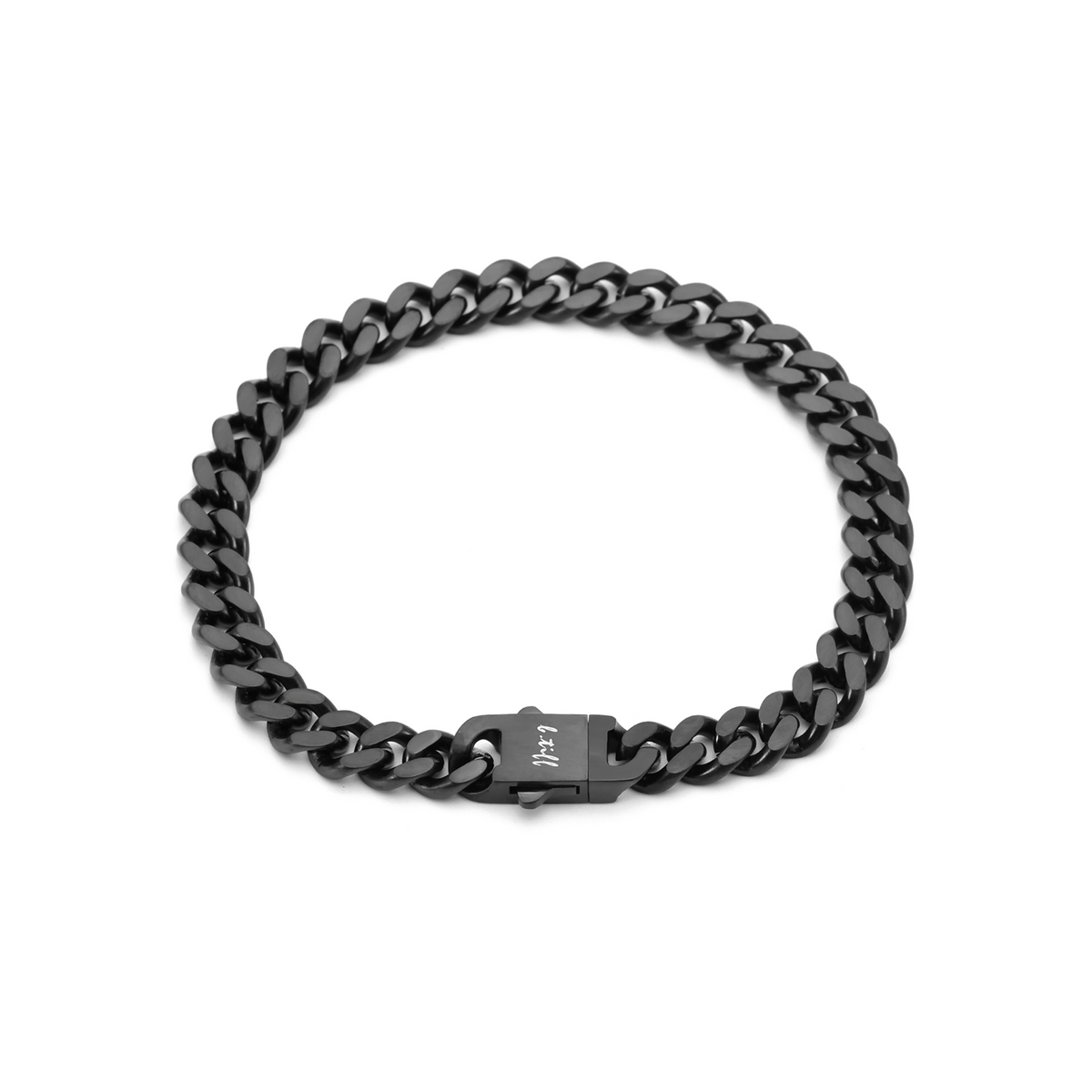 BG138B B.Tiff 8mm Black Flat Cuban Link Bracelet