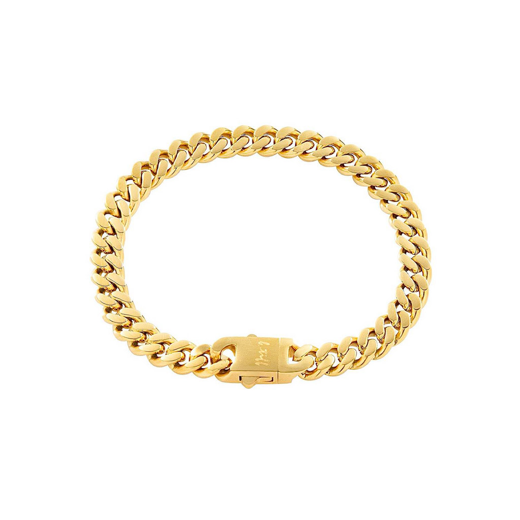 BG138G B.Tiff 8mm Gold Flat Cuban Link Bracelet