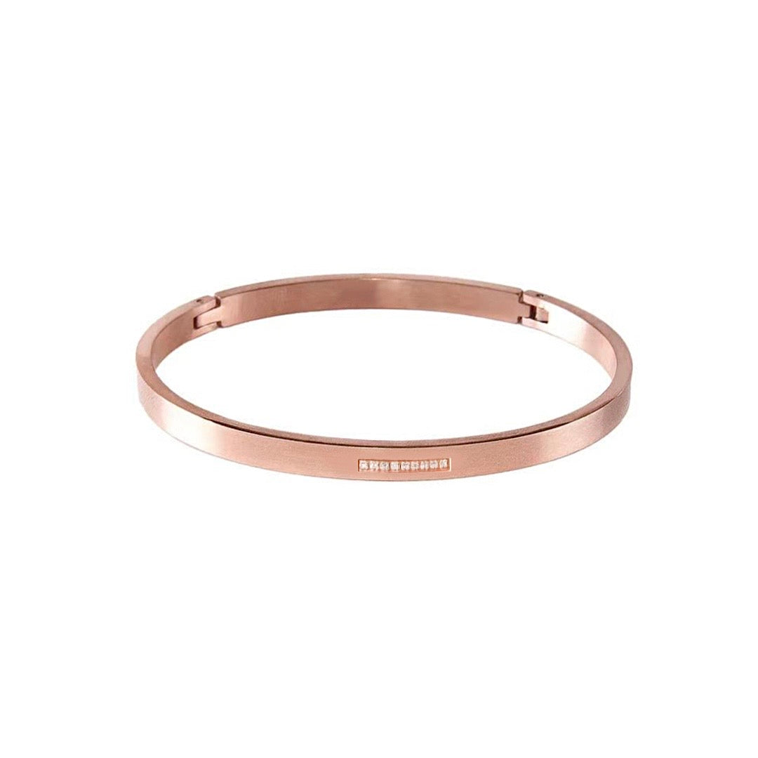 BG309RG B.Tiff Rose Gold 9-Stone Pave Bangle Bracelet