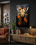 Orange Blossom Antelope Portrait Glass Wall Art