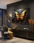 Golden Butterfly Glass Wall Art || Designer Collection