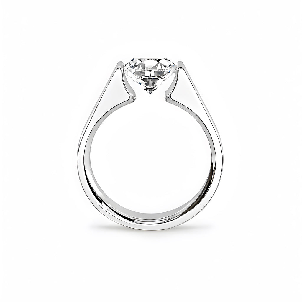 RG093MW-2ct B.Tiff 2 ct Moissanite Round Solitaire Engagement Ring