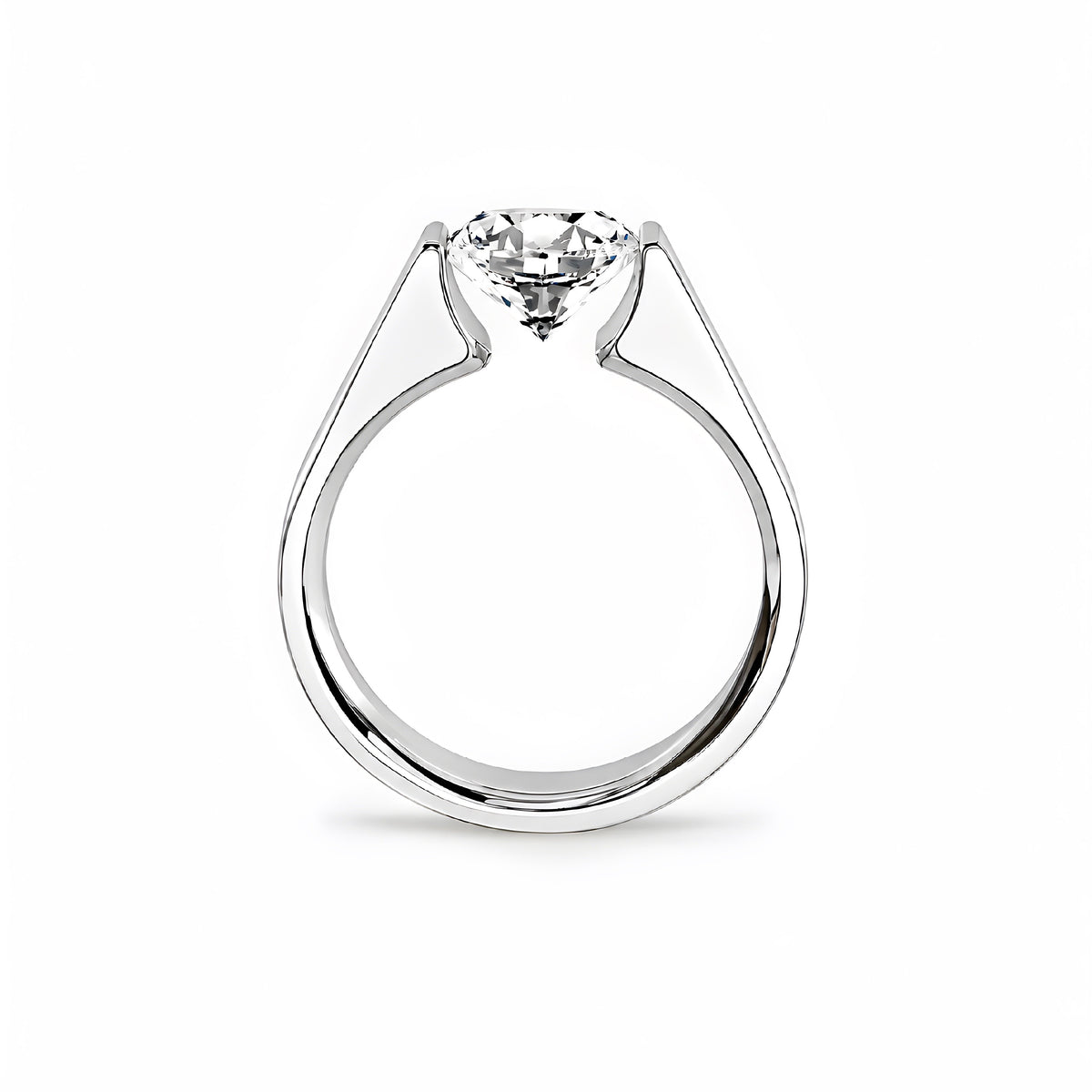 RG093MW-2ct B.Tiff 2 ct Moissanite Round Solitaire Engagement Ring