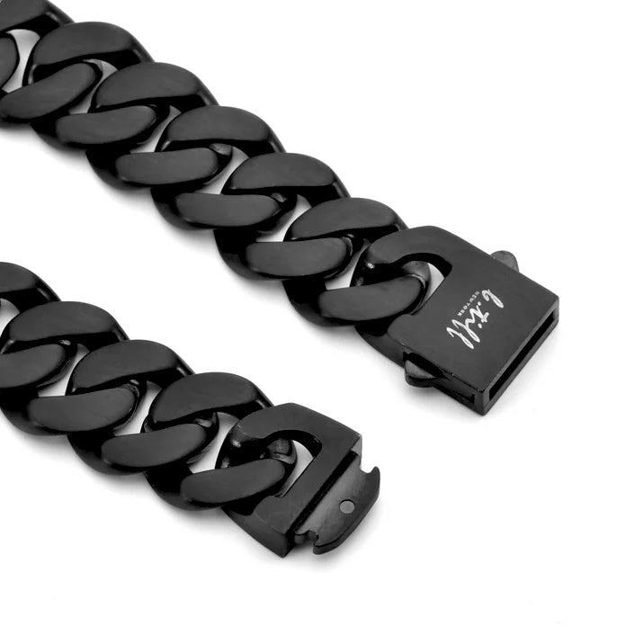BG160B B.Tiff 16mm Black Flat Cuban Link Bracelet
