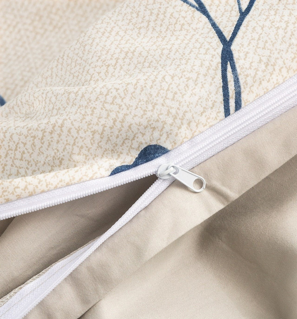 Tache Poplin Cotton Elegant Leaf Vine Cream Beige Duvet Cover (JHW-842)