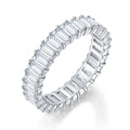 Emerald-Cut D-Color VVS1 Moissanite Stack Engagement Ring in Sterling Silver – Full or Half Band Sparkle