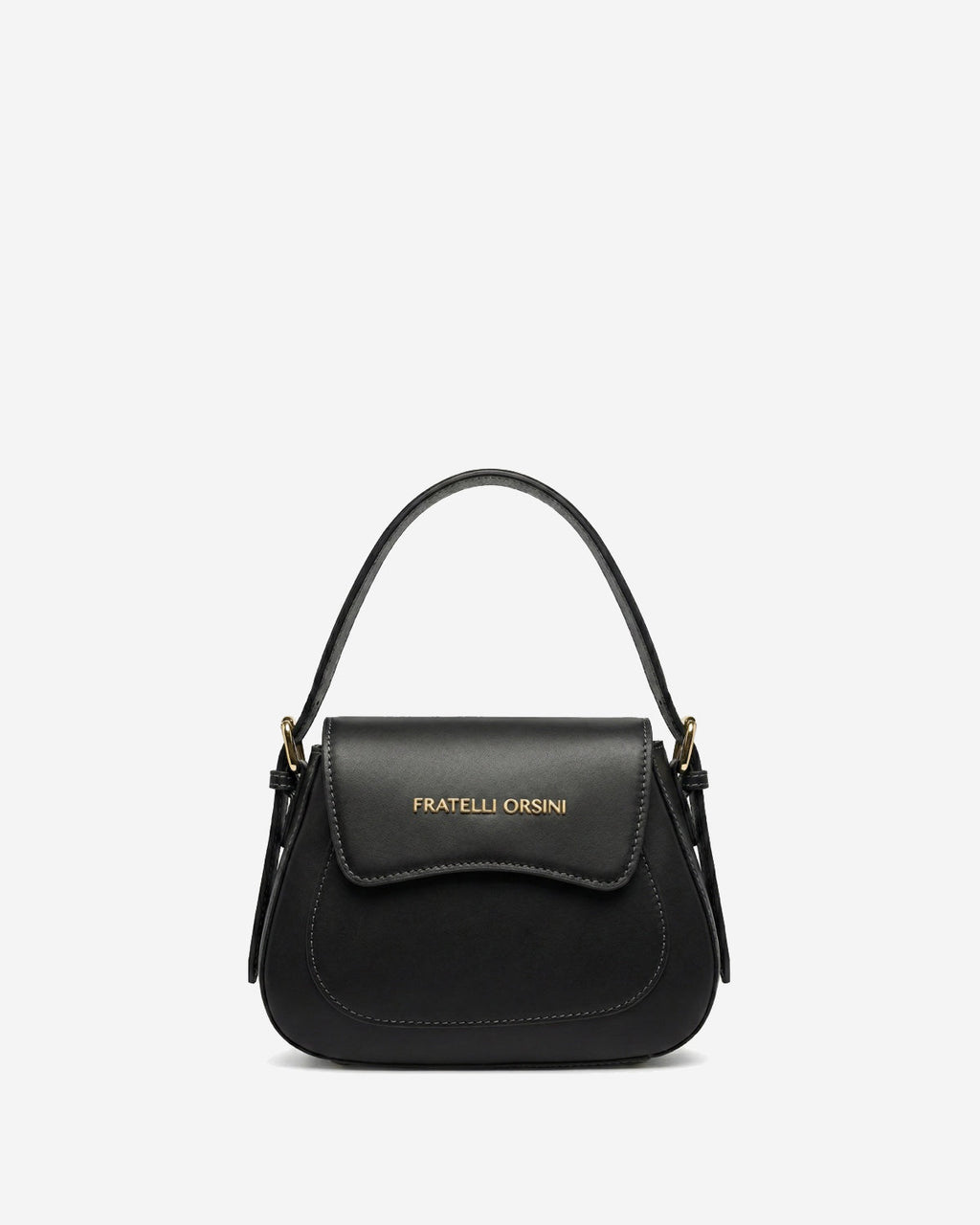 Ottavia (black) - Italian calf leather women's crossbody bag (with shoulder strap)