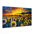 Sunflowers 4 Pieces Mega Glass Wall Art (59"x36")