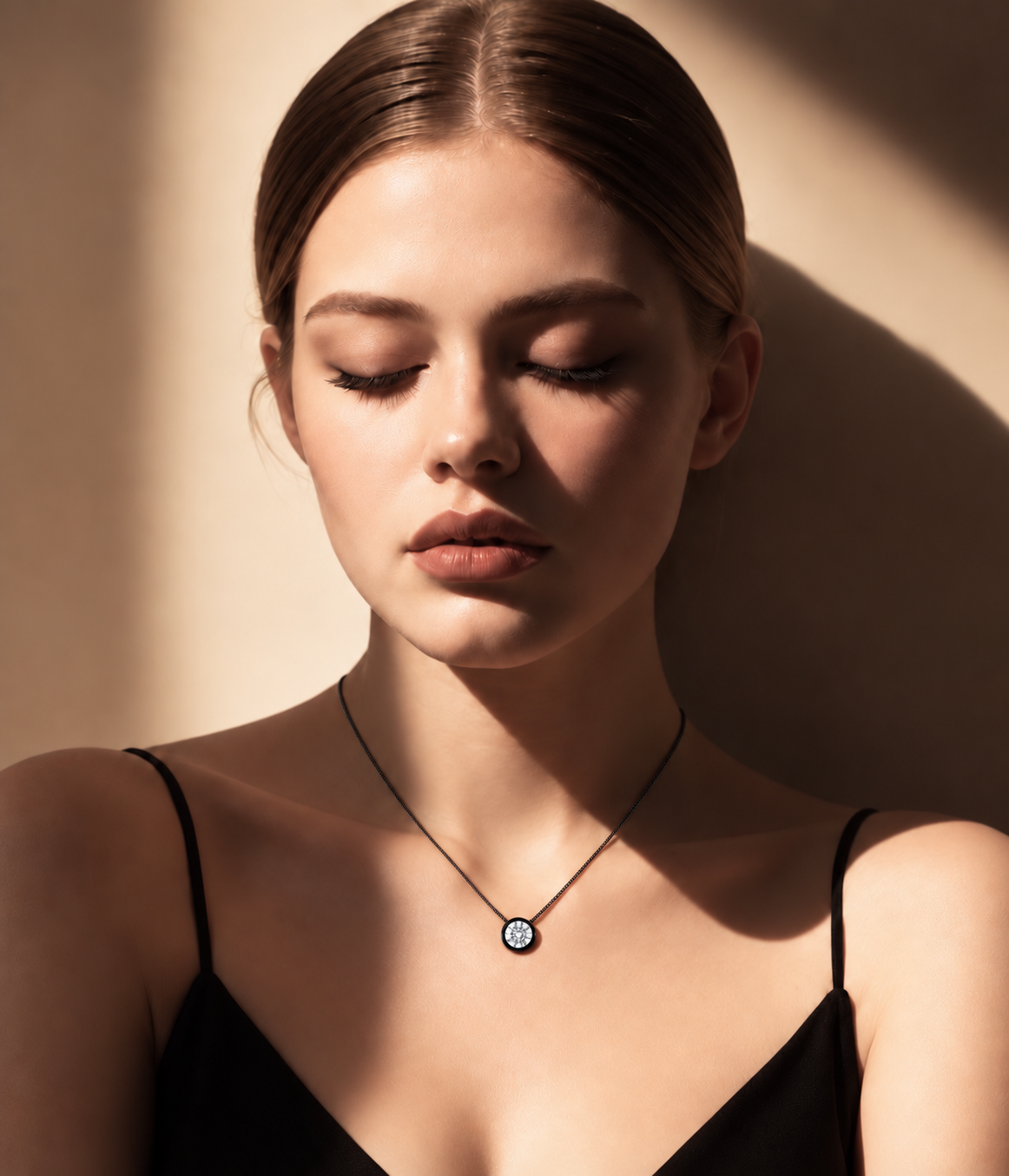 PT201B B.Tiff Black 2 ct Solitaire Pendant