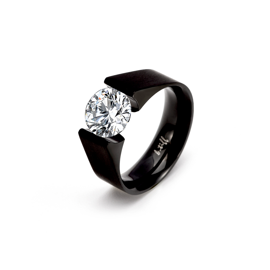 RG093B B.Tiff Black 2 ct Round Solitaire Engagement Ring