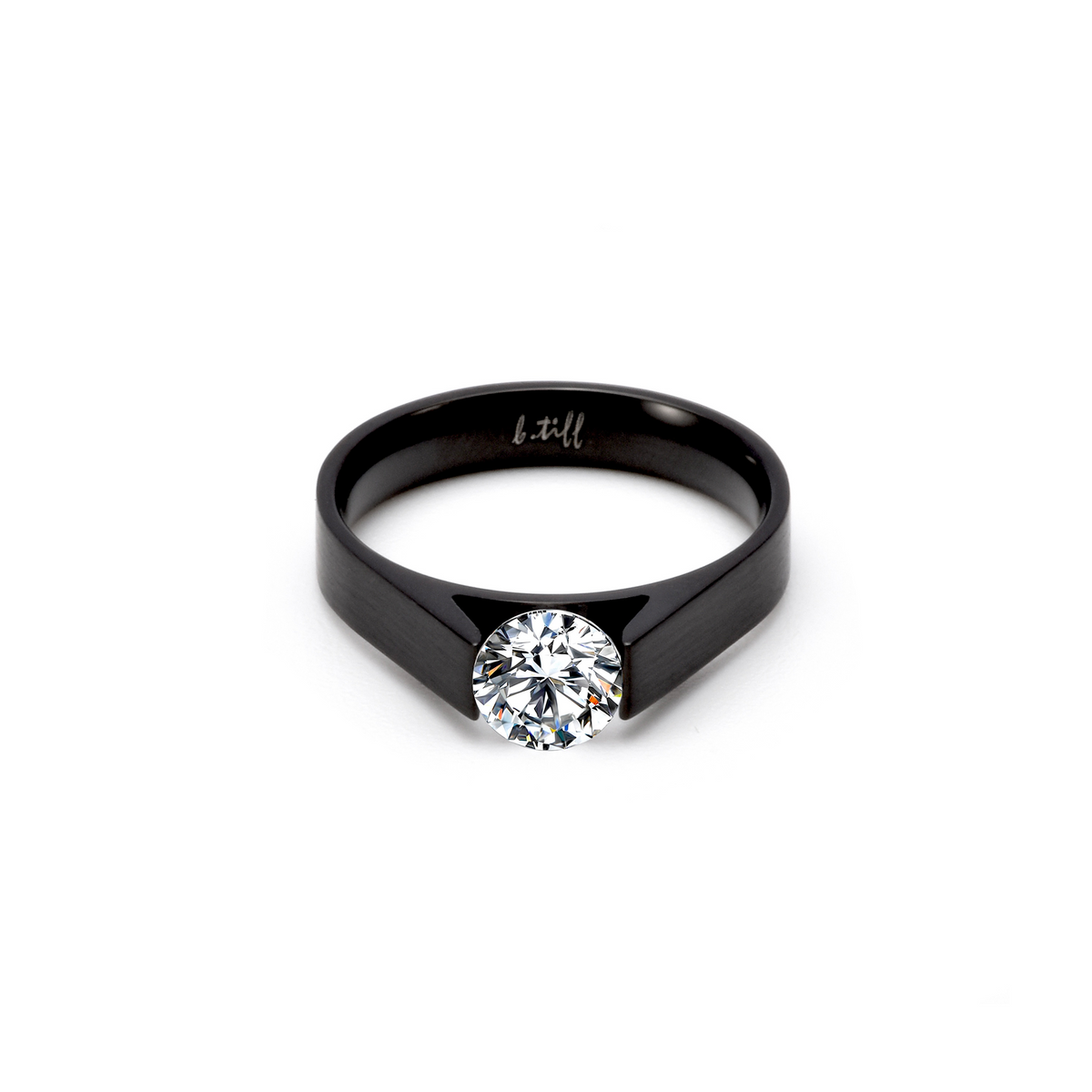 RG096B B.Tiff Tension Black .75 ct Round Solitaire Engagement Ring