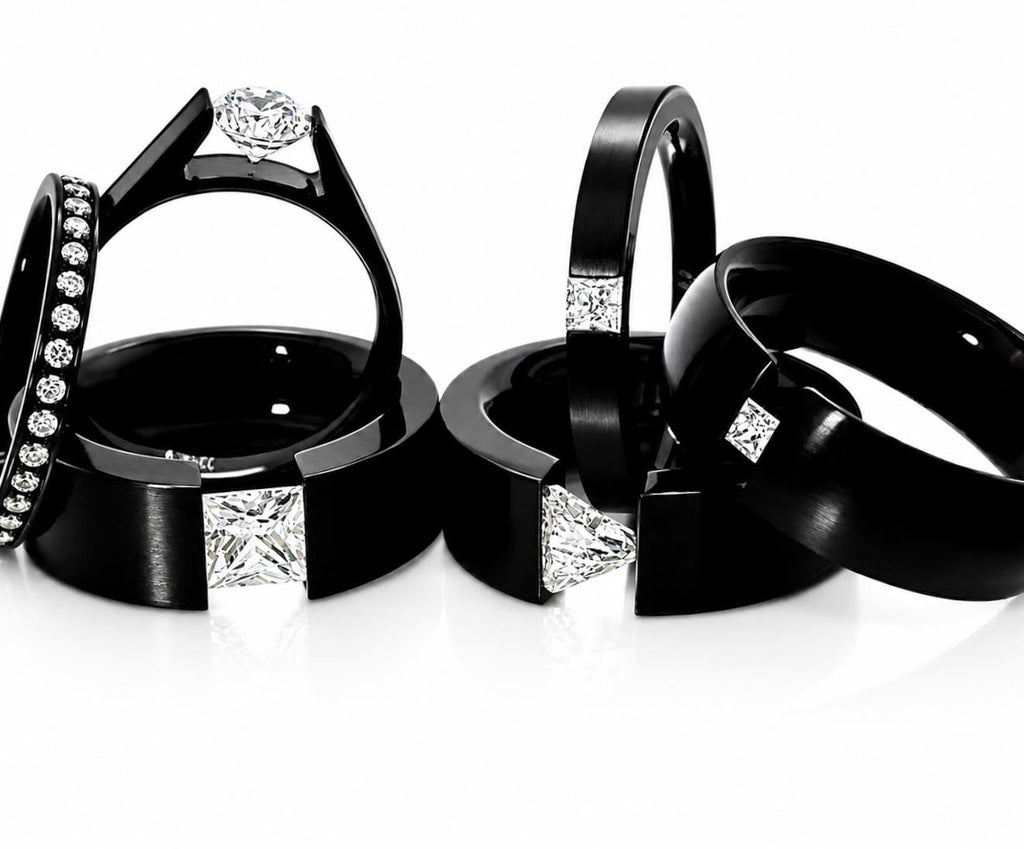 RG096B B.Tiff Tension Black .75 ct Round Solitaire Engagement Ring