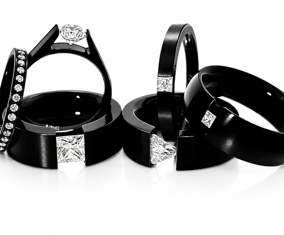 RG096B B.Tiff Tension Black .75 ct Round Solitaire Engagement Ring