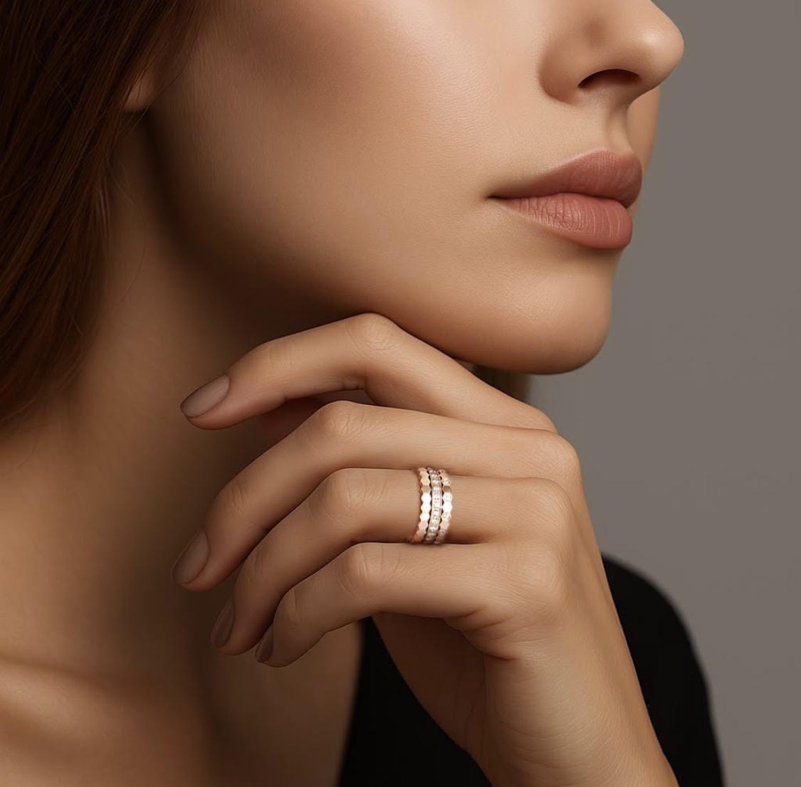RG109RG-110RG-111RG B.Tiff Rose Gold Pavé Mon Rêve Eternity Ring Set