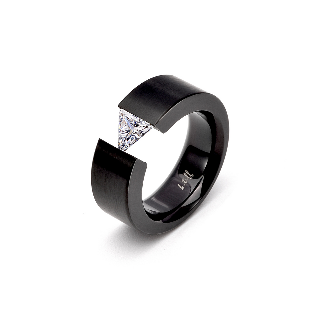 RG113B B.Tiff Black 1 ct Trillion Cut Solitaire Ring [Wide Band]