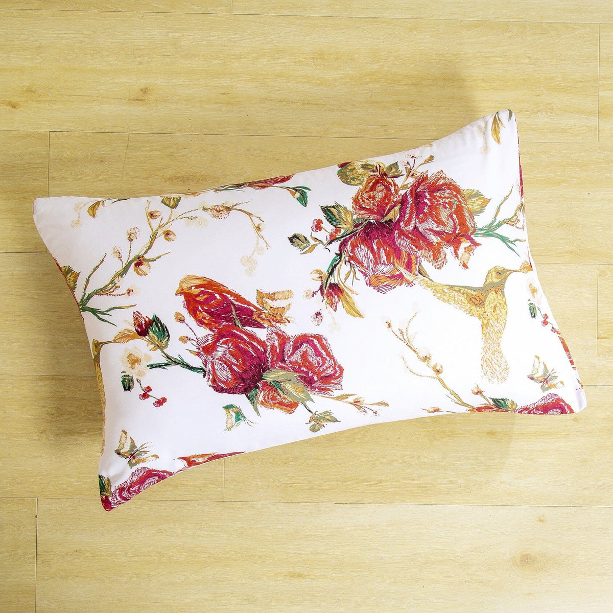 Tache Floral Hummingbirds Burgundy White Vintage Rose Garden Bed Sheet Set (SD-7676)