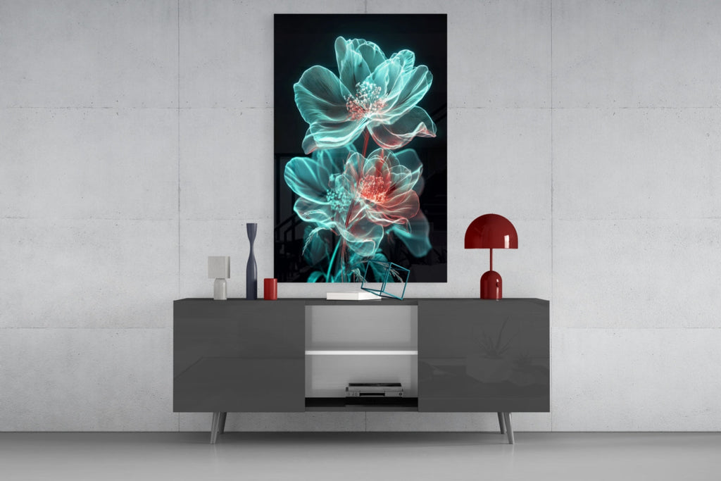 Flowers Blooming in the Light Glass Wall Art || Designer Collection