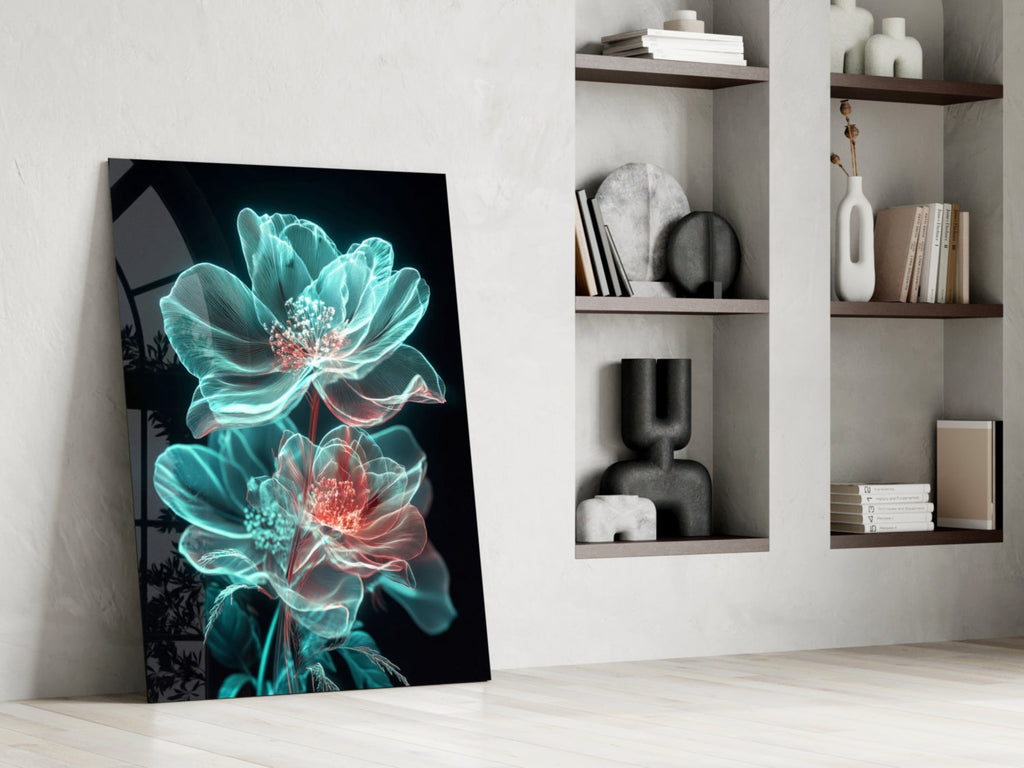 Flowers Blooming in the Light Glass Wall Art || Designer Collection