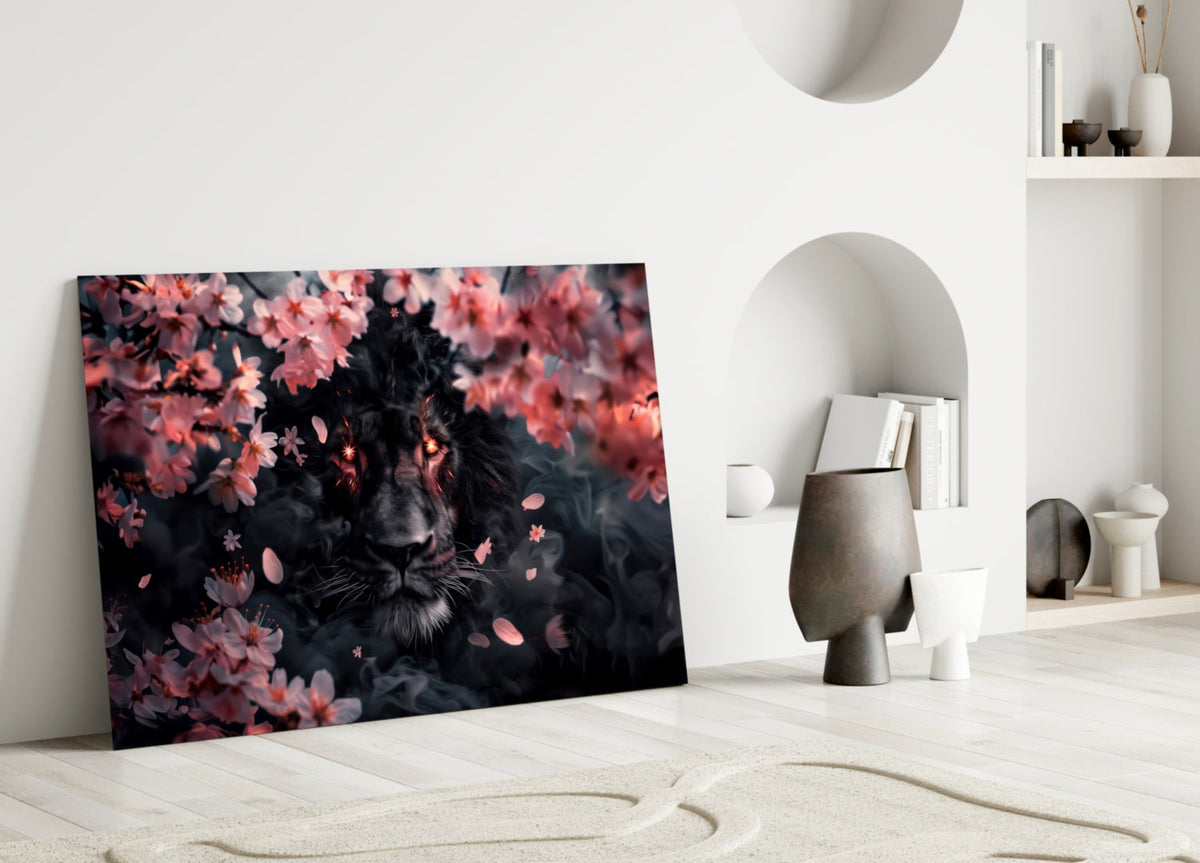 Lion of the Night Glass Wall Art || Designer Collection