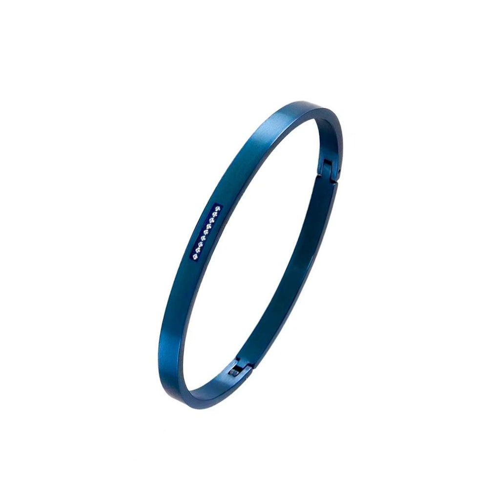 BG309BL B.Tiff Blue 9-Stone Pave Bangle Bracelet