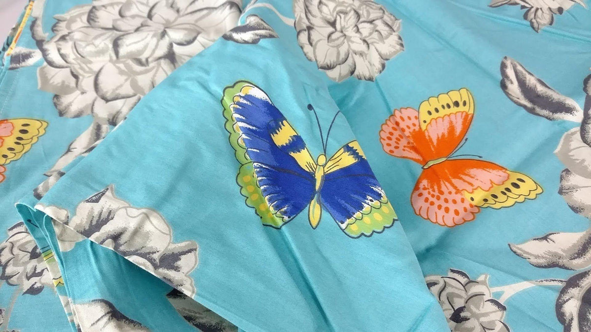 Tache Cotton Butterfly Wonderland Aqua Floral Flat Sheet (2142FLT)