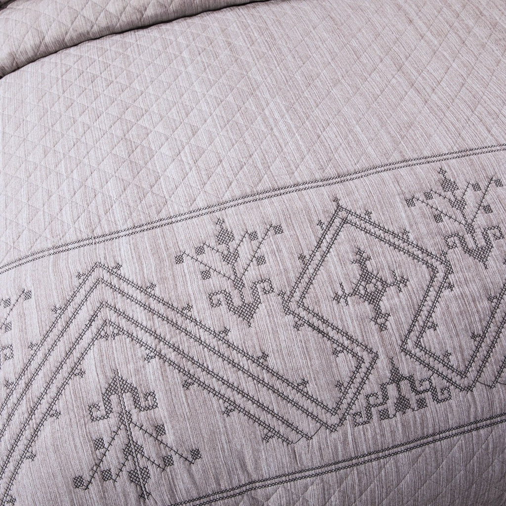 DaDa Bedding Whimsical Lavender Grey Cottage Soft Quilted Coverlet Bedspread Set - Twin (JHW866)