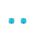 Minimalist Sterling Silver and Gold Geometric Stud Earrings with Opal Accents