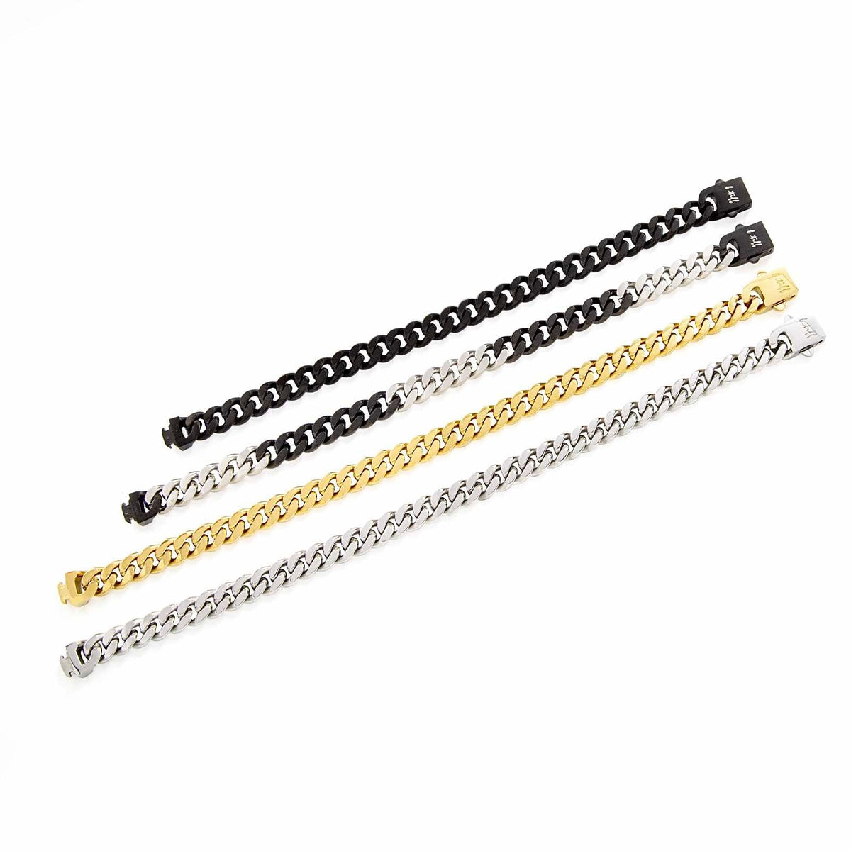 BG138B B.Tiff 8mm Black Flat Cuban Link Bracelet