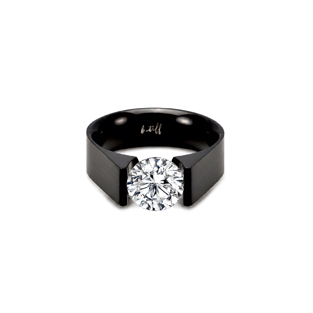 RG093B B.Tiff Black 2 ct Round Solitaire Engagement Ring
